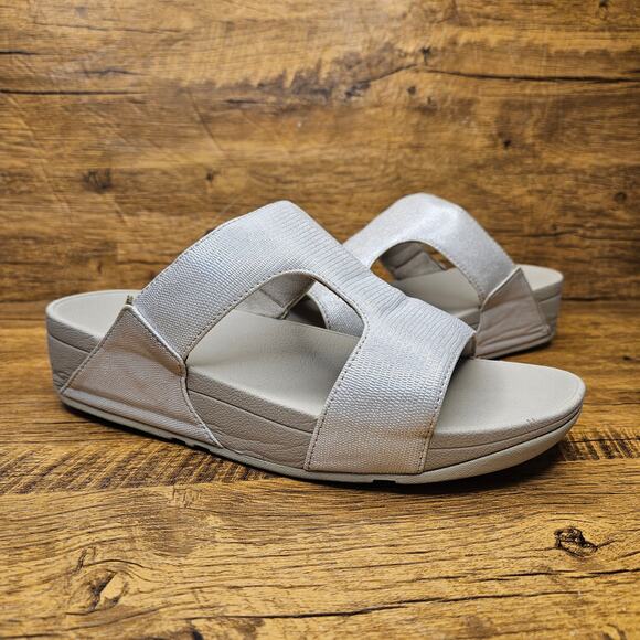 Fitflop Wide strap silver grey comfort sandals size 7 womens - Picture 1 of 9